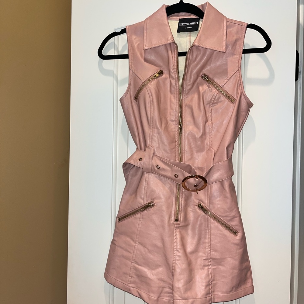 Kittenish Pink Leather Romper